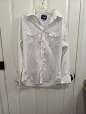 Wrangler Men's Long Sleeve Shirt White, Pearl Snap Size Large EUC