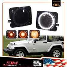 For 07-18 Jeep Wrangler JK Switchback Halo Ring DRL Side Marker LED Signal Light