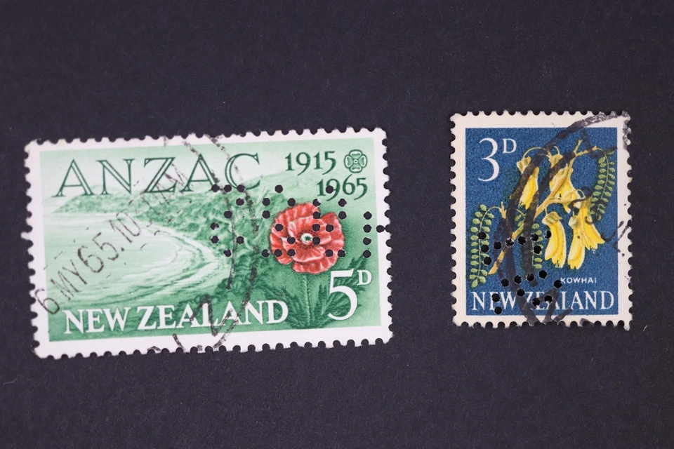 NEW ZEALAND PERFIN .925 T6 91 NUMERAL KODAK 1960S - image 2 of 2