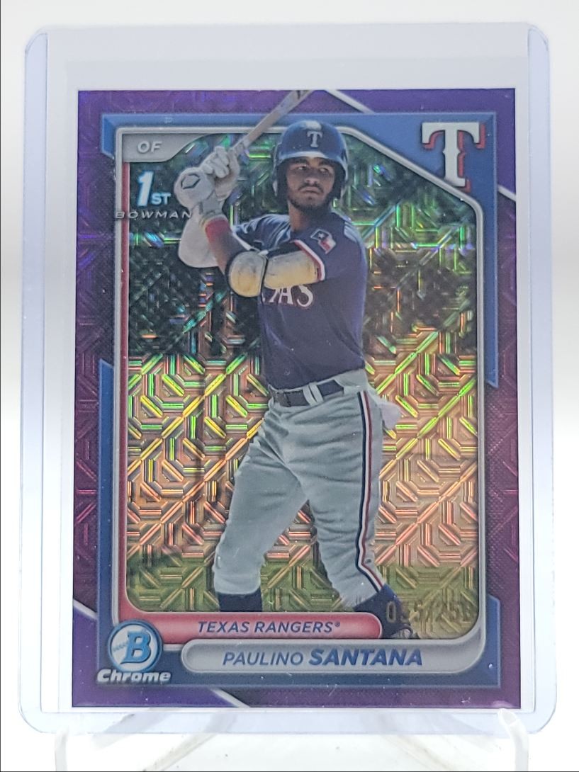 PAULINO SANTANA 2024 BOWMAN CHROME 1ST PURPLE MEGA BOX RANGERS /250 Q3351