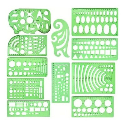 Multipurpose Geometric Drawing Templates Stencils Clear Measuring Template Ruler