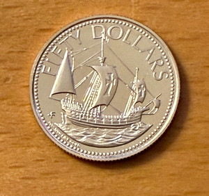 Bahamas 1985 Gold $50 Choice PROOF Santa Maria Mintage - 1,575