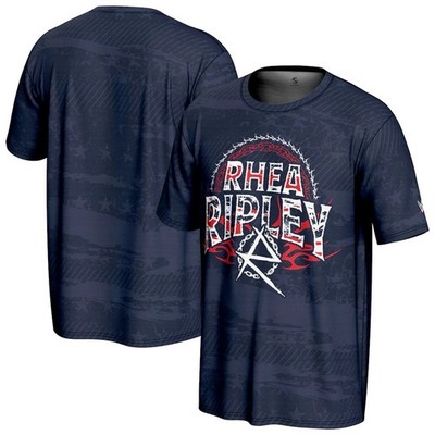 WWE Rhea Ripley Men's Shirt Large Prosphere Blue Double Sided Polyester Stretch
