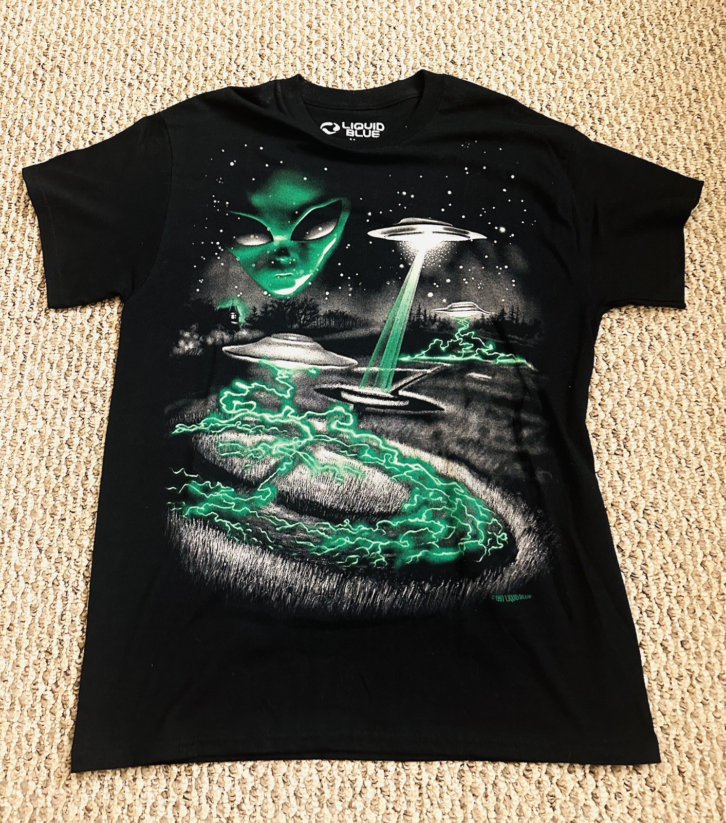 Camiseta Liquid Blue Alien Abduction De Colección 1997 Reimpresión Apocalypse OVNI