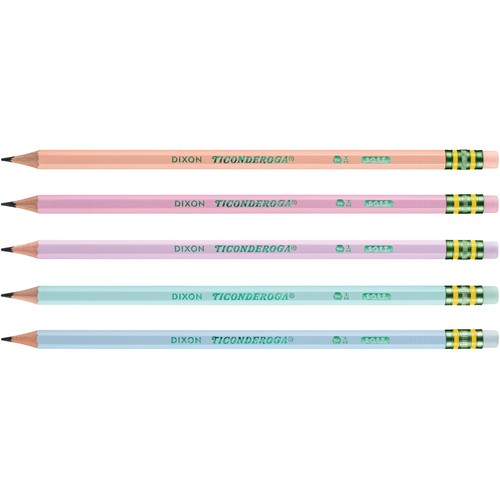 Ticonderoga® Pastel Pencils, #2 Soft, Assorted Colors, Pack of 10 Pencils - Picture 2 of 6