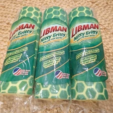 3 x Libman Nitty Gritty Roller Mop Refills NEW #02011 Sponge Green Yellow 