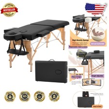 Adjustable 23" Wide Lash Bed - Portable Spa Massage Table, 450lb Capacity, Black