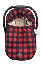 JJ Cole Red Black Buffalo Plaid Check Infant Car Seat Cover Winter Warm
