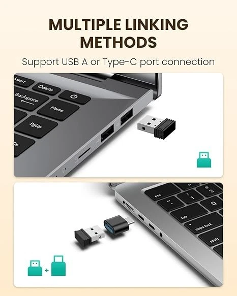 Ratón Inalámbrico Recargable, Conexión Bluetooth+USB A+Tipo C(3 en 1), 5 Niveles Foto 2 de 4