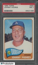 1965 Topps SETBREAK #387 Johnny Podres Los Angeles Dodgers PSA 7 NM