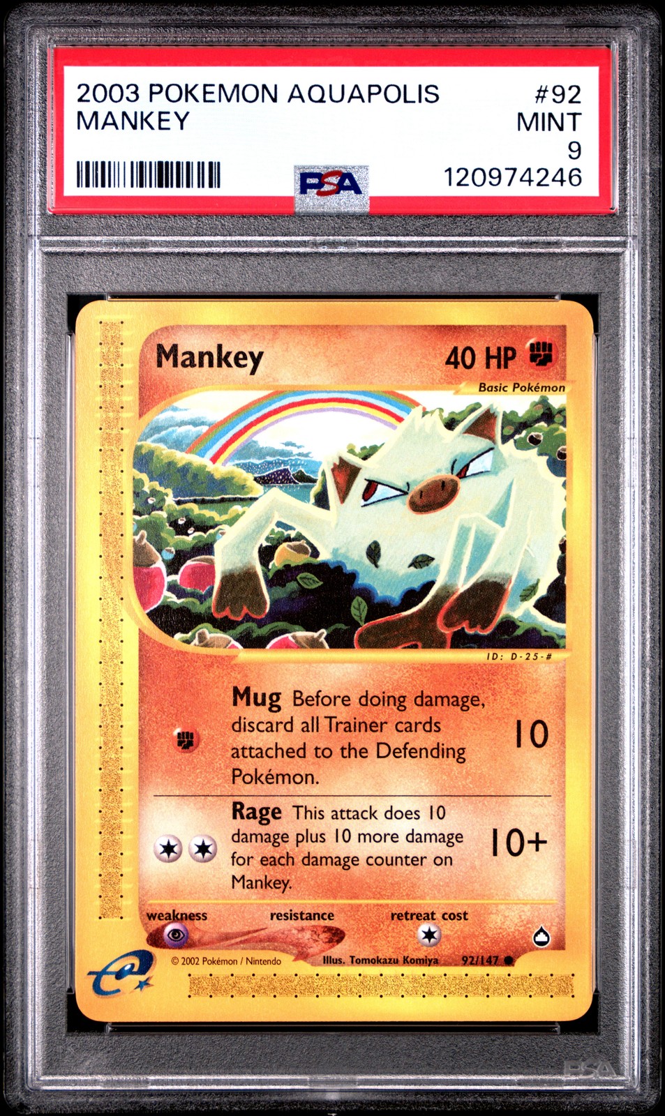 2003 POKEMON AQUAPOLIS #92 MANKEY PSA 9