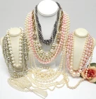 VINTAGE TO NOW FAUX PEARL BEAD FASHION/COSTUME JEWELRY NECKLACE LOT