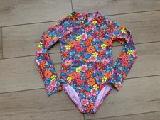 Girls Colorful Mod Floral Long Sleeve Swim Bathing Suit Cat Jack Medium 8