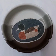 Vintage Ceramic Ashtray 2 Notches For Cigs 3 Color W Mallard Duck