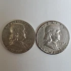1957 P&D Franklin Half Dollars 90% SILVER (2 Coin Set) ***Exact Coins*** #00-74
