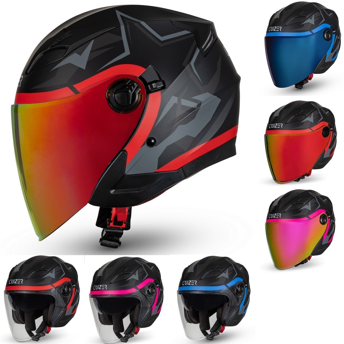 Casco Jet Per Moto E Scooter - Omologato ECE, Leggero E Confortevole Con Visiera Antigraffio - Foto 3