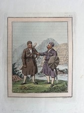 Impresión antigua de 1800; dos inglesetianos, Georgia del Norte, Imperio ruso después de Geissler
