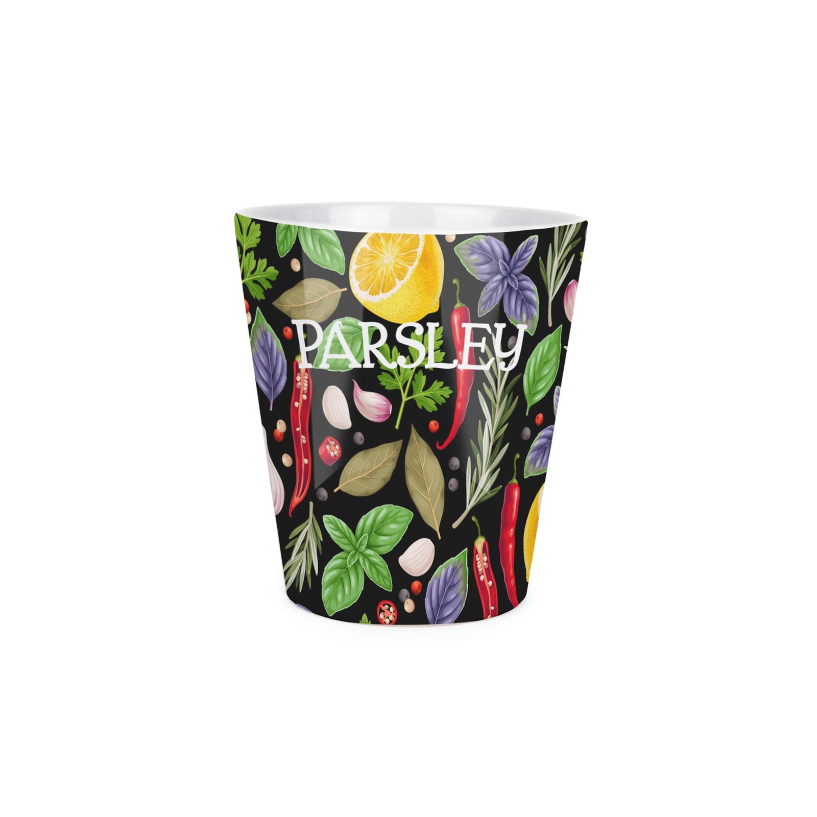 Parsley Herbs Plant Pot - Small Ceramic Plant Pot with Drainage Hole Garden Gift