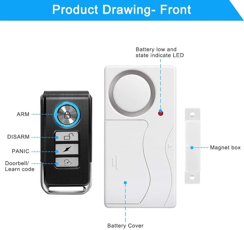1PK Home Anti-Theft Alarm with Remote 49ft Range SOS Function & 105dB Loud Alert - image 2 of 4