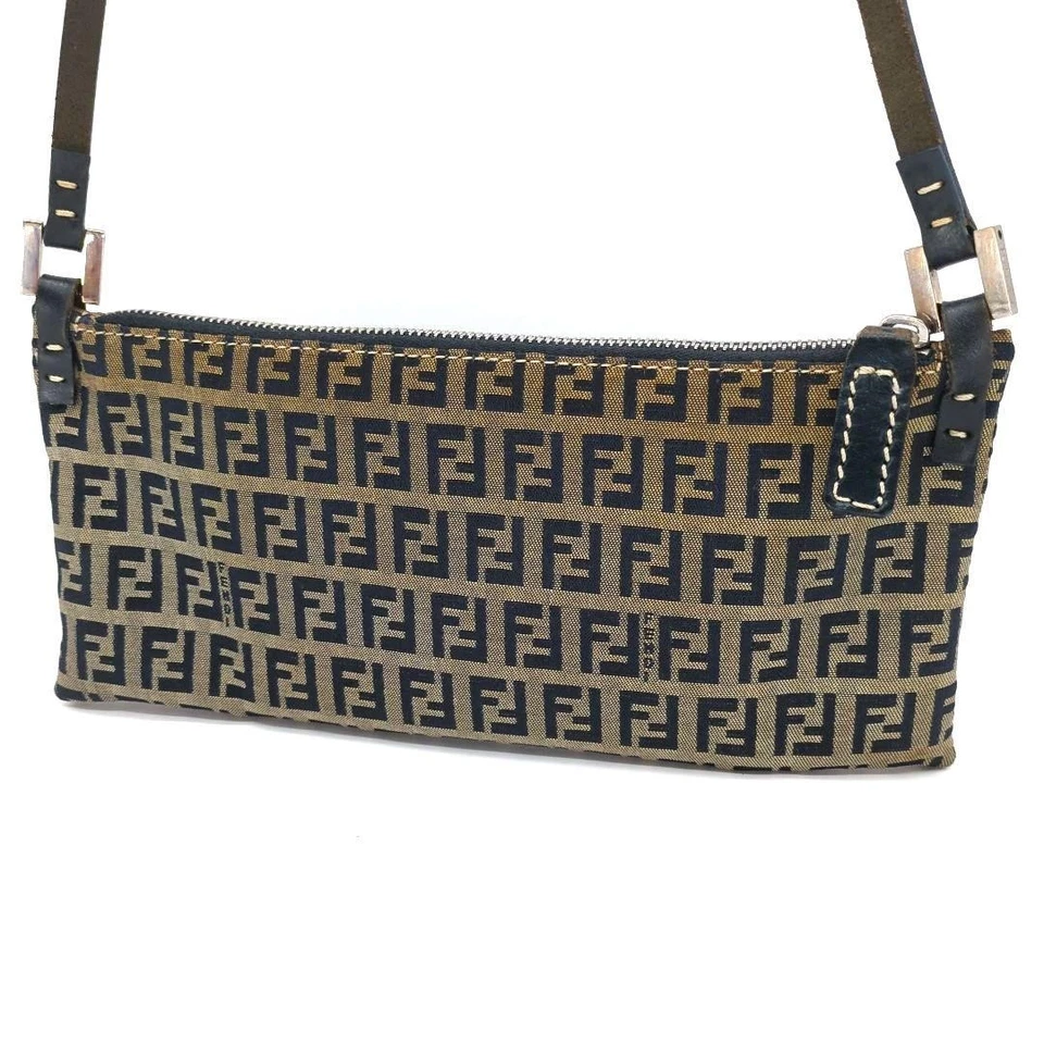 FENDI Accessory Pouch Hand Bag Tote Purse FF Zucchino Navy Authentic - Image 2 of 4