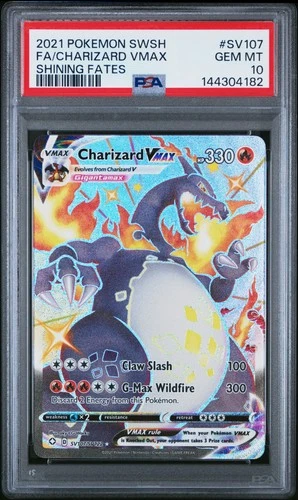 2021 POKEMON SWORD & SHIELD SHINING FATES #SV107 FULL ART/CHARIZARD VMAX PSA 10