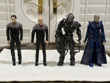 STAR TREK ACTION FIGURES LOT 2002 ART ASYLUM - BORG, VICEROY, DATA, PICARD - 8"