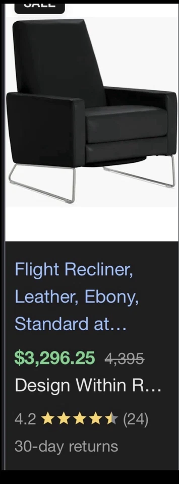 DWR Flight Recliner Robins Egg Blue Leather Jeffrey Bernett Nicholas Dodziuk - Image 3 of 3