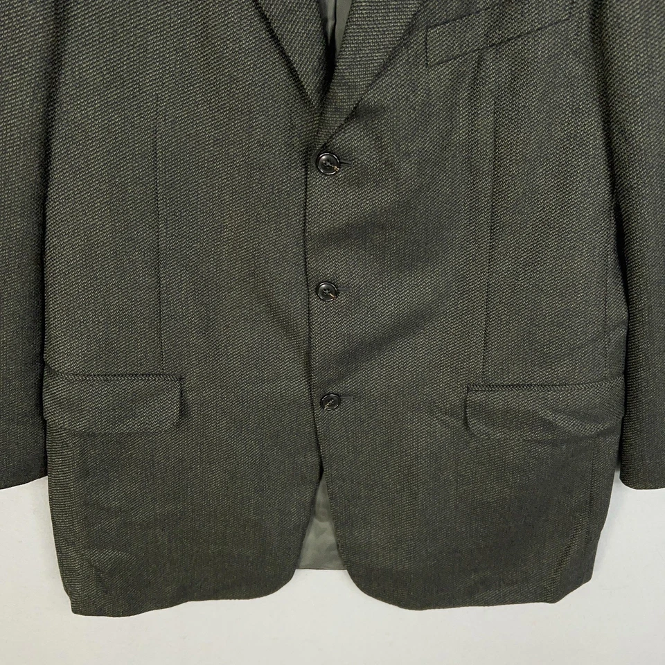 Jaqueta masculina Ermenegildo Zegna 46L verde espinha de peixe lã cashmere feita na Itália - Imagem 3 de 4