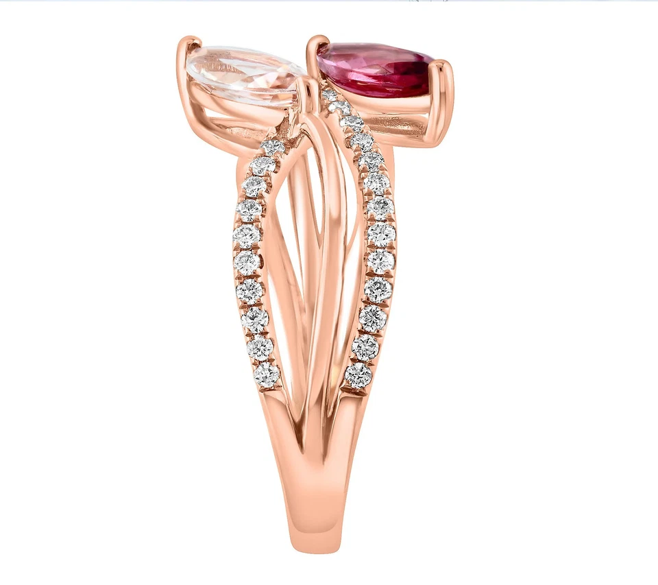 Anillo tejido EFFY Infinity Glam piedras preciosas y diamantes, rosa 14K, talla 10 Foto 3 de 4