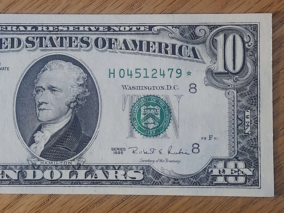 1995 $10 "STAR NOTE" GEM/UNC ST LOUIS #H04512479* 2 OF 3 CONS SERIAL NUMBERS - Image 4 of 4