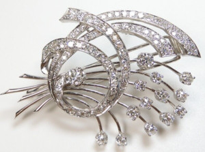 Antique 1920's European Diamond Barrette Brooch Pendant Platinum 17KW 7.29 CTTW