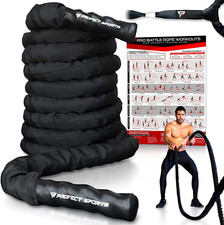 Pro Battle Ropes with Anchor Strap Kit and Exercise Poster