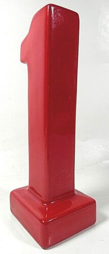 Vintage Haeger Art Pottery 8" Ceramic Number One Vase Red - Picture 2 of 8