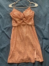 Windsor Rose Gold Sequin HOCO Dress Small