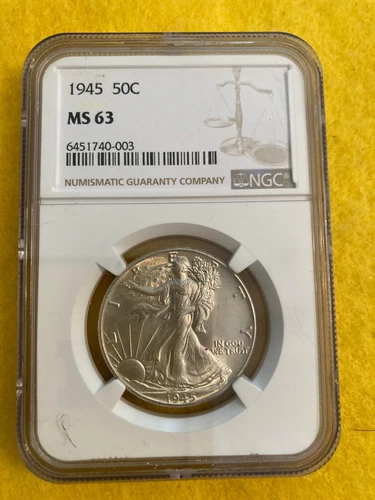 1945 Walking Liberty Silver Half Dollar, NGC MS-63