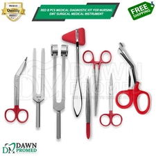 Red 8 Pcs Medical Diagnostic Kit For Nursing EMT Surgical Medical Instrument