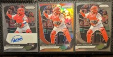 2020 Panini Prizm Baseball Rookie Autograph Deivy Grullon , Red-Orange, and Base