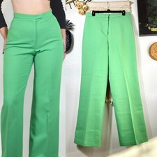 Original Vintage 1970's Lime Green Dress Pants High Waisted Pants