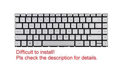US Silver Keyboard for HP Pavilion 14-dh1178tu Backlit