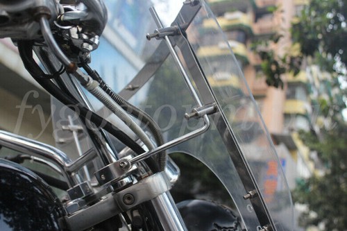 23"x21"Clear Motorcycle Windshield Large Windscreen Universal 7/8''1'' Handlebar - Picture 7 of 10