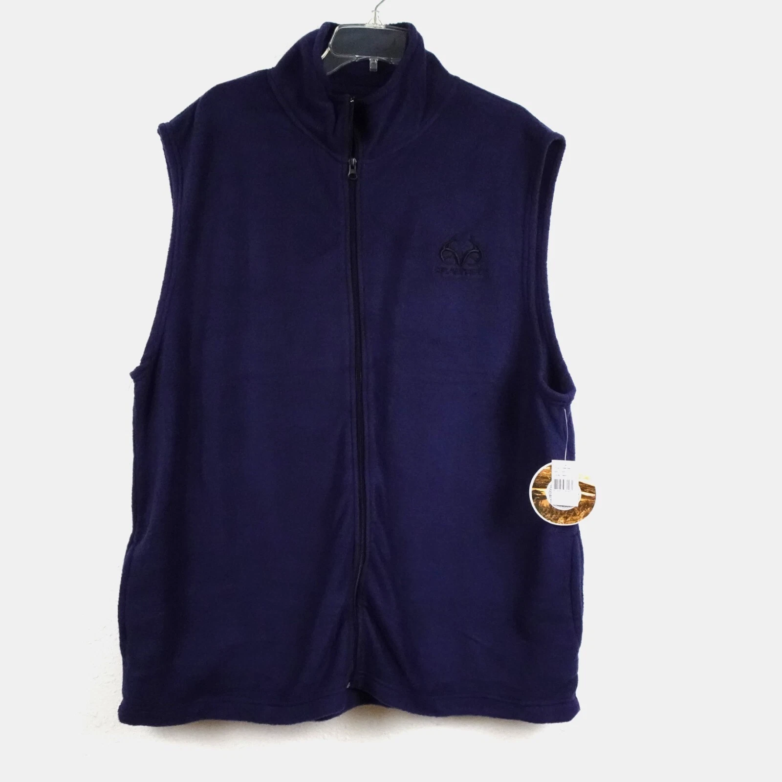 Realtree Fleece Vest Men’s Size 2XL Blue Full Zip Logo Outdoor Hiking Walking