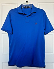 Polo Ralph Lauren Mens Heathered Blue Polo Shirt Classic Fit Size Small