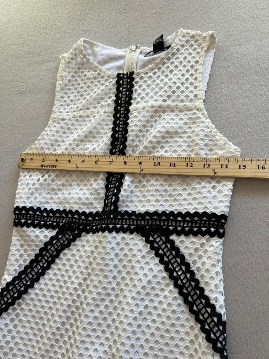 lace-up midi dress forever 21 FOREVER 21 Midi Dress Womens Small White Stretch Sleeveless Lace Overlay  Bodycon