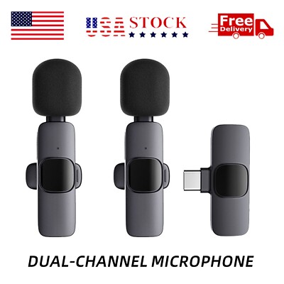 Lavalier Wireless Microphone Audio Video Recording Mini Mic For Android/iphone