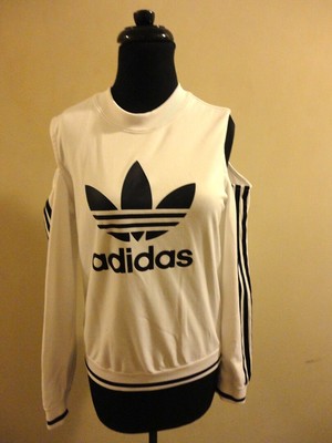 adidas cold shoulder sweatshirt white