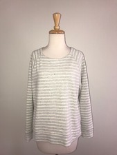 L.L. Bean Women's Size M Petite Gray Stripe Sweatshirt