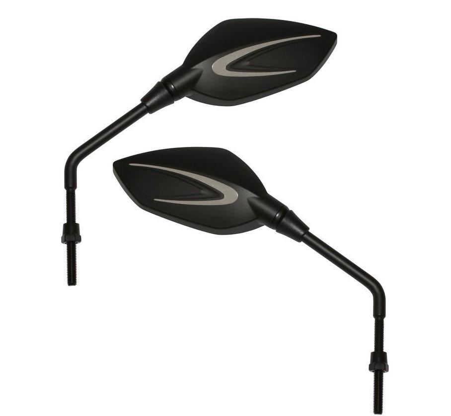 Rétroviseurs Replay haut de gamme 8mm noir mat chrome pour scooter vintage