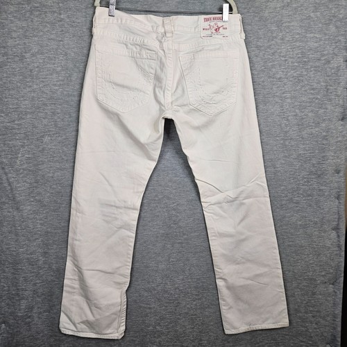 True Religion White Bobby Straight Leg Y2K Men's Jeans Size 34 Made in USA - Picture 2 of 14