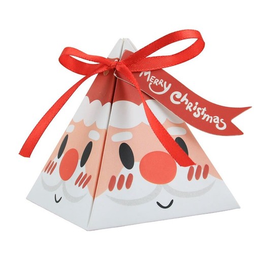 12pcs Christmas Gift Boxes Candy Sweets Xmas Triangle Party Paper Favour Ribbon - Picture 6 of 13