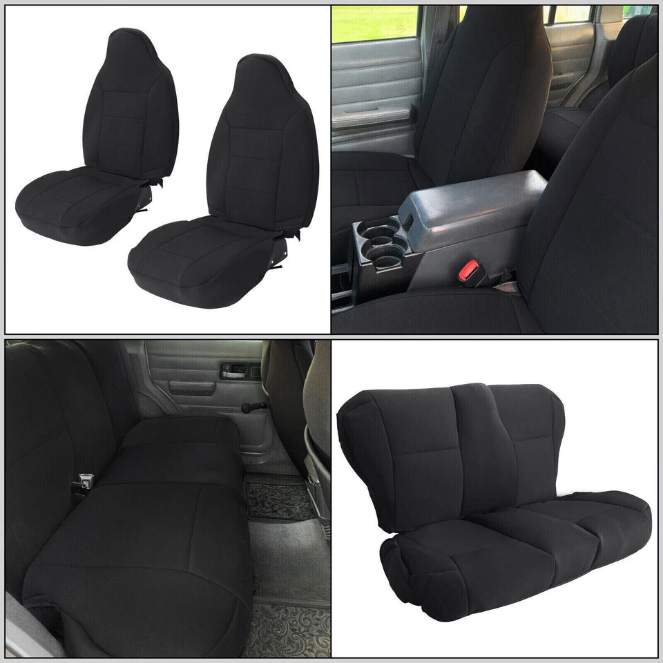 Fundas de asiento delanteras y traseras de neopreno negras para Jeep Cherokee XJ 1984-2001 84 91023 Foto 2 de 4